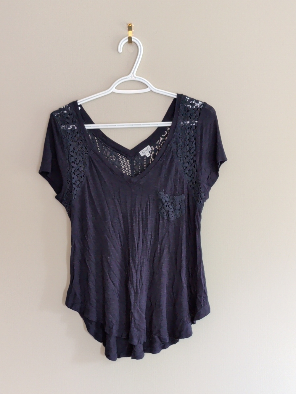 Kismet Navy Blue Lace-Trim V-Neck Tee